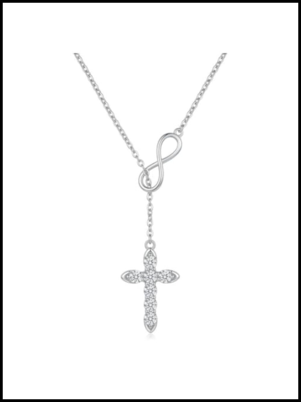 18k Gold Plated Infinity Cross Necklace Y Lariat CZ Pendant Christian Gift